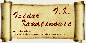 Isidor Komatinović vizit kartica